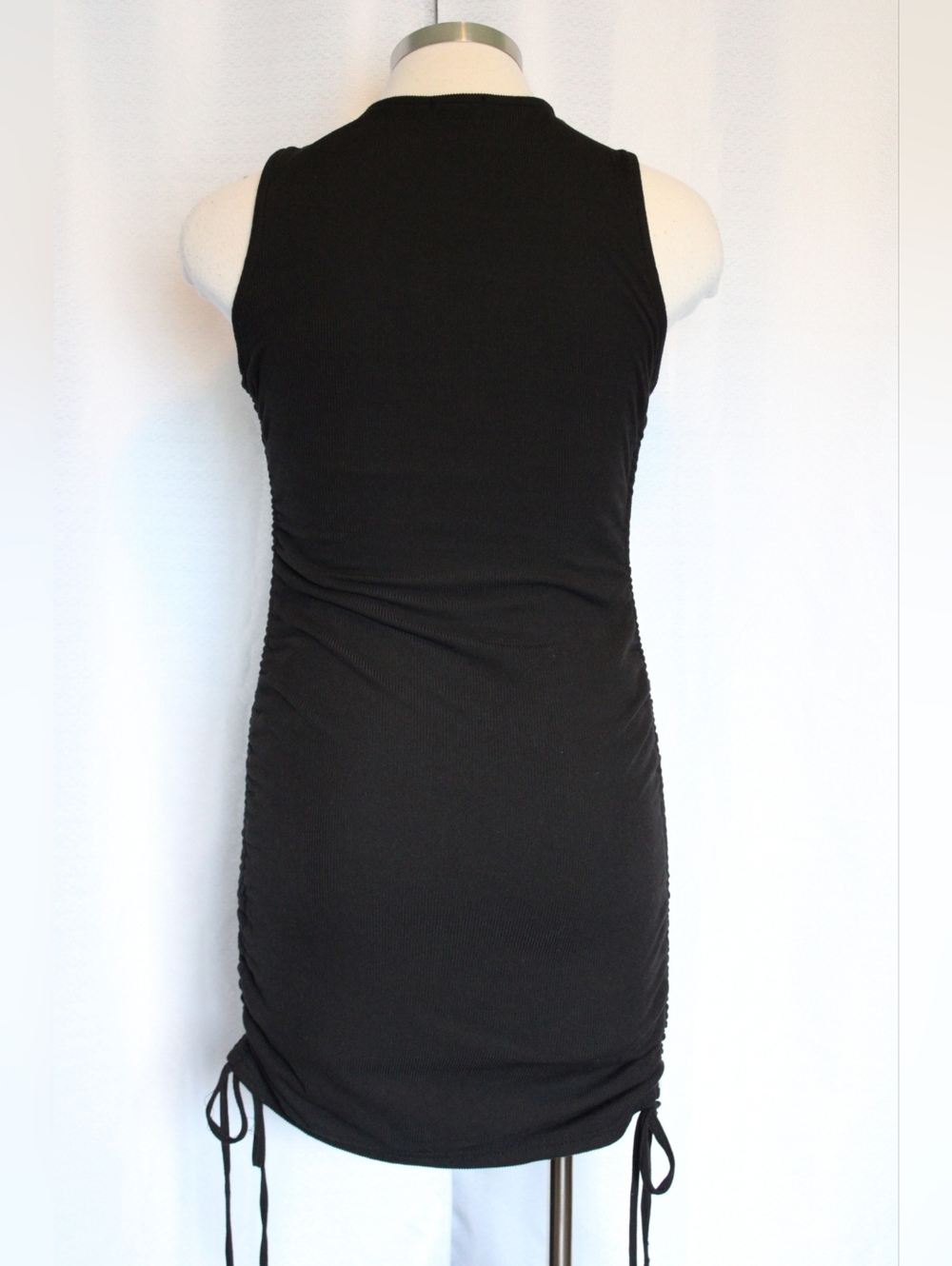 Rue21 Black Ribbed Ruched Midi Dress Tank Style Size S - Picture 2 of 5